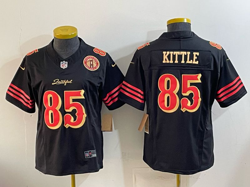 Women 2026 San Francisco 49ers #85 Kittle Black gold Nike Limited NFL Jersey style 04-0